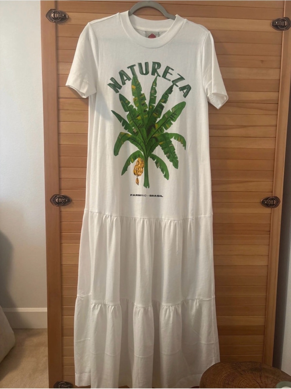 Farm Rio Natureza White Natureza Banana Leaf Maxi Dress XS